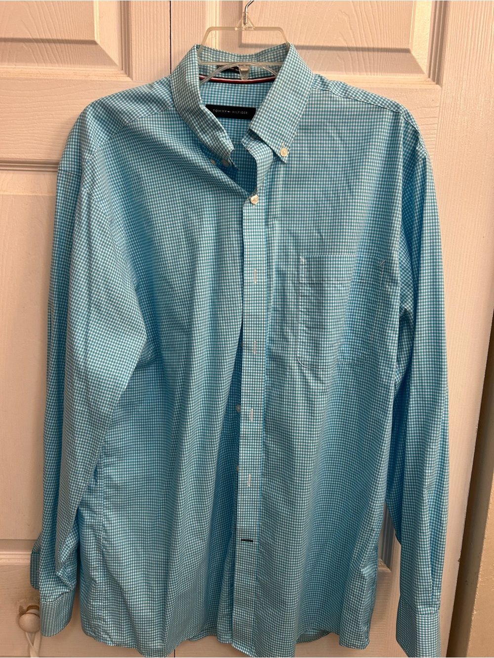 Tommy Hilfiger Aqua Blue Micro-Check Button-Down Shirt